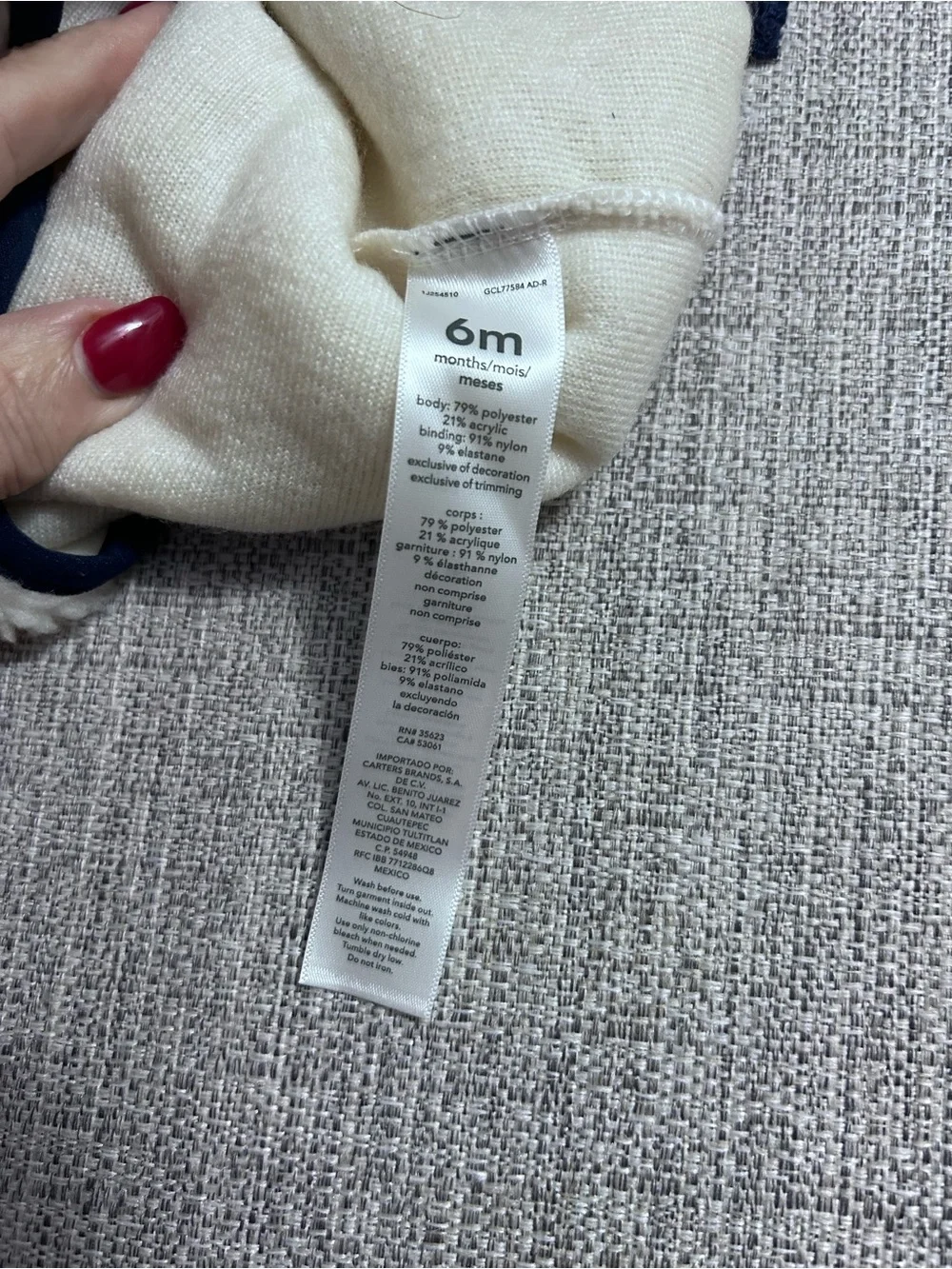 Carter's Cream Sherpa Vest with Navy Trim Size 6M. NWT